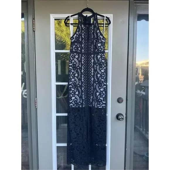 Tracy Reese Dresses | Tracy Reese Nwt Meridian Lace Maxi Dress Black Overlay, Size 6, Msrp | Color: Black | Size: 6 | Laurenj713's Closet